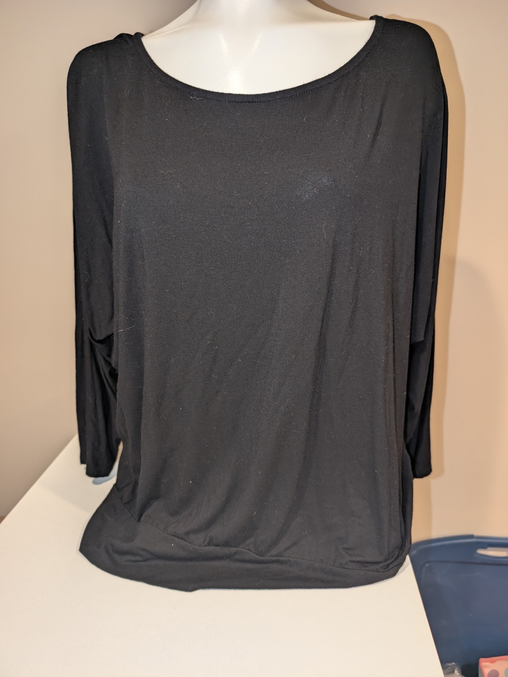 JM Collection Black Long Sleeve Scoop Neck Top
